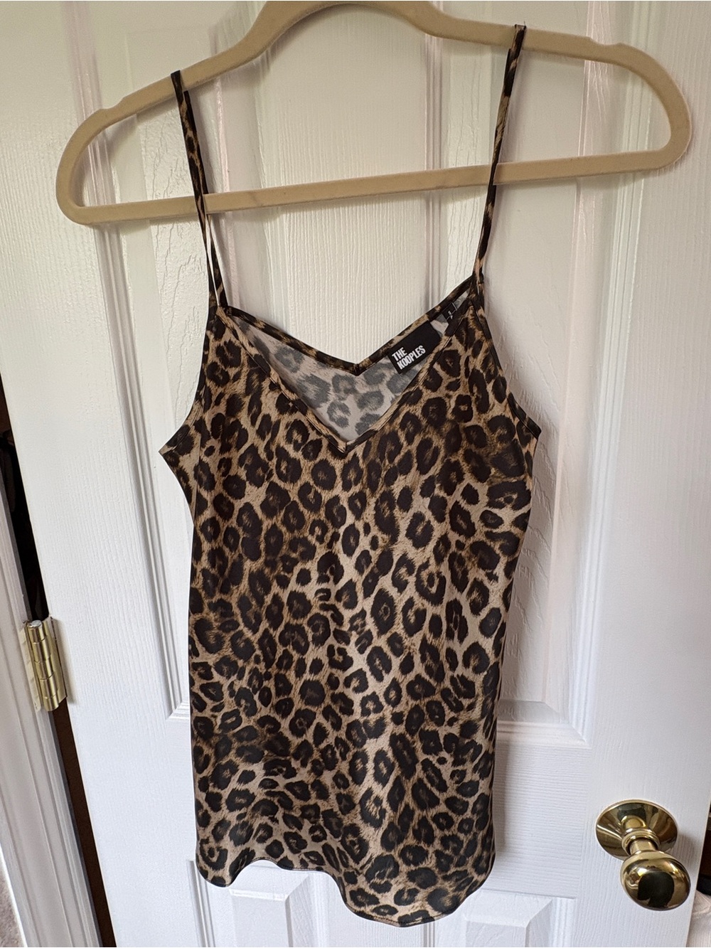 The Kooples Leopard Print Spaghetti-Strap Cami in Brown and Black